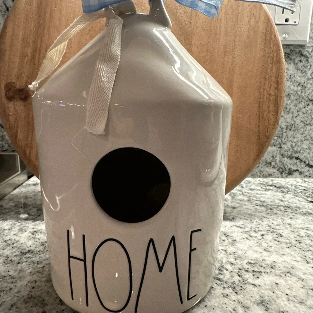 Rae Dunn 'HOME’ Birdhouse with Ribbon farmhouse country